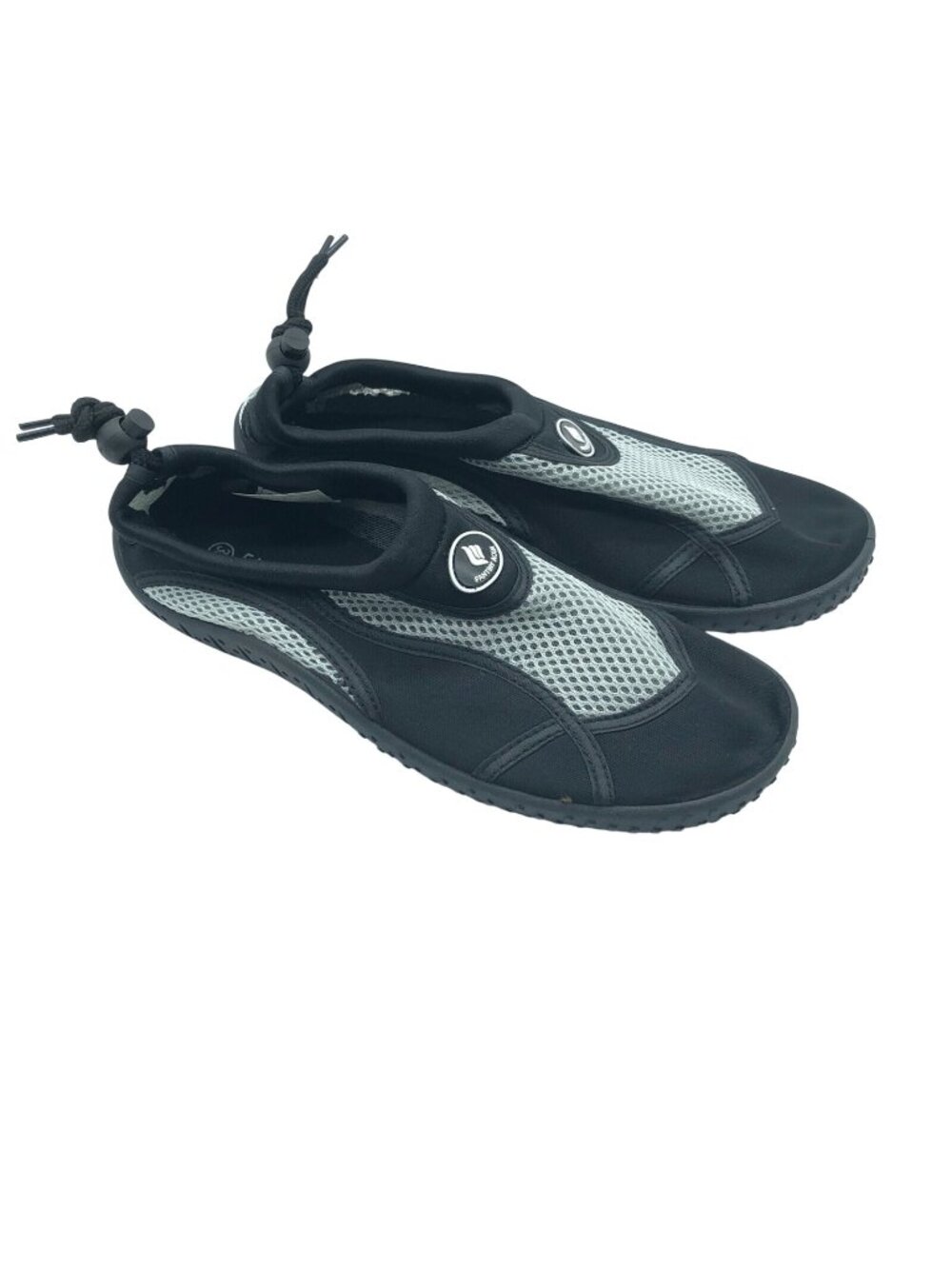 Fantiny Womens Water Shoes Slip On Fabric Mesh Drawstring Gray Black 38 US 8